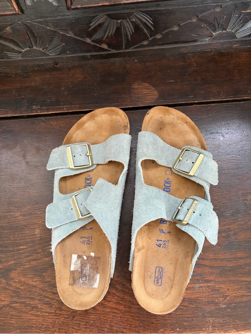 Pale blue suede Birkenstock Arizona 41, 10-10.5